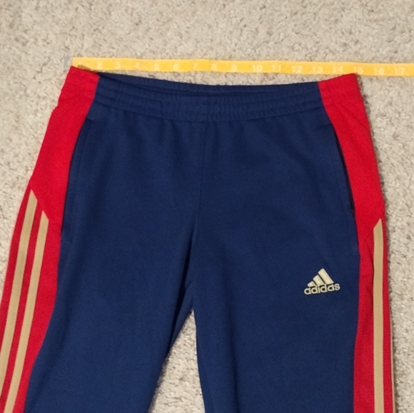 ADIDAS 3 Stripe Track Joggers Navy Red Gold - Picture 2 of 10